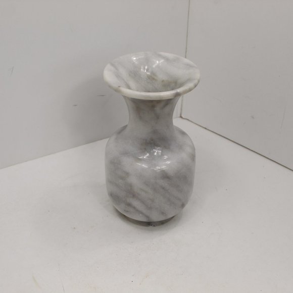 Vintage Marble Vase with Hand Etched Painted Floral Design - Picture 4 of 7